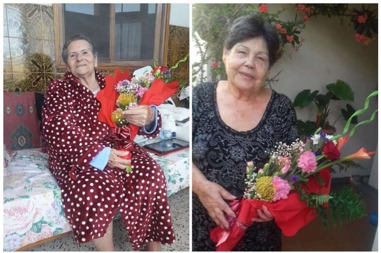 Isabelita Ramírez y Lolita Estupiñán, homenajeadas ayer en La Montañeta de El Calero (Foto TA)